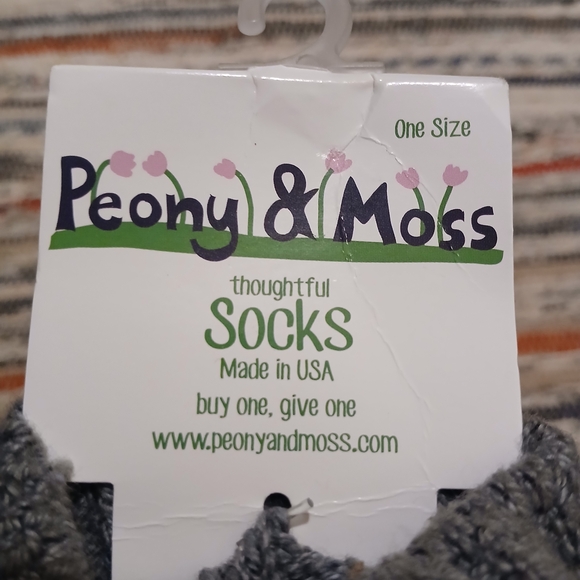 Peony And Moss Thigh High Socks Over The Knee Gray - Picture 3 of 5